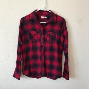 beachlunchlounge Red and Black Plaid Blouse